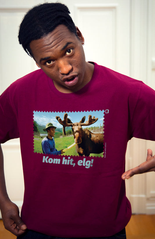 Unisex T-Shirt Burgunder - Kom Hit, Elg!