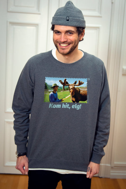 Unisex Sweatshirt Grå - Kom hit, Elg!