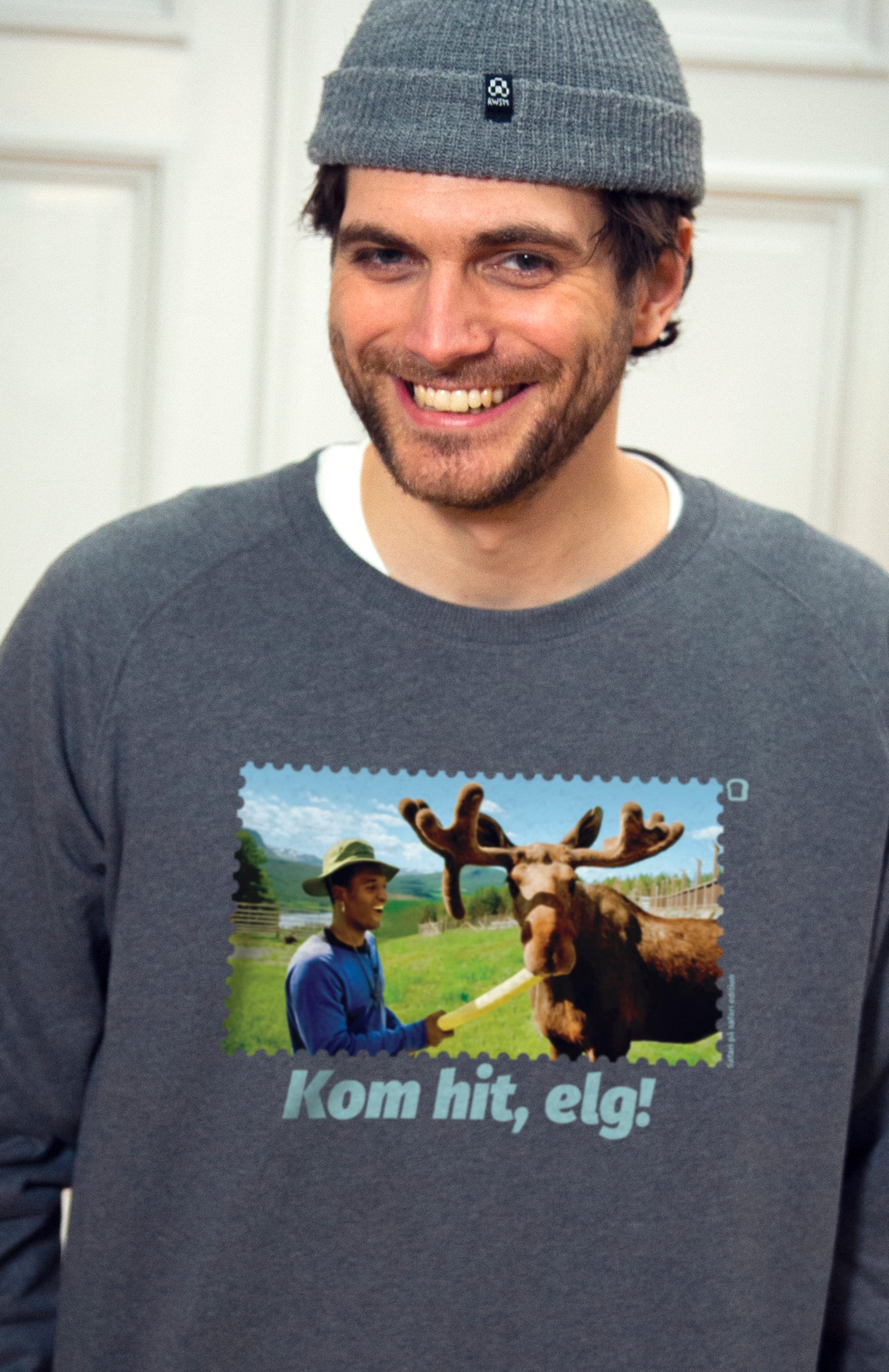 Unisex Sweatshirt Grå - Kom hit, Elg!