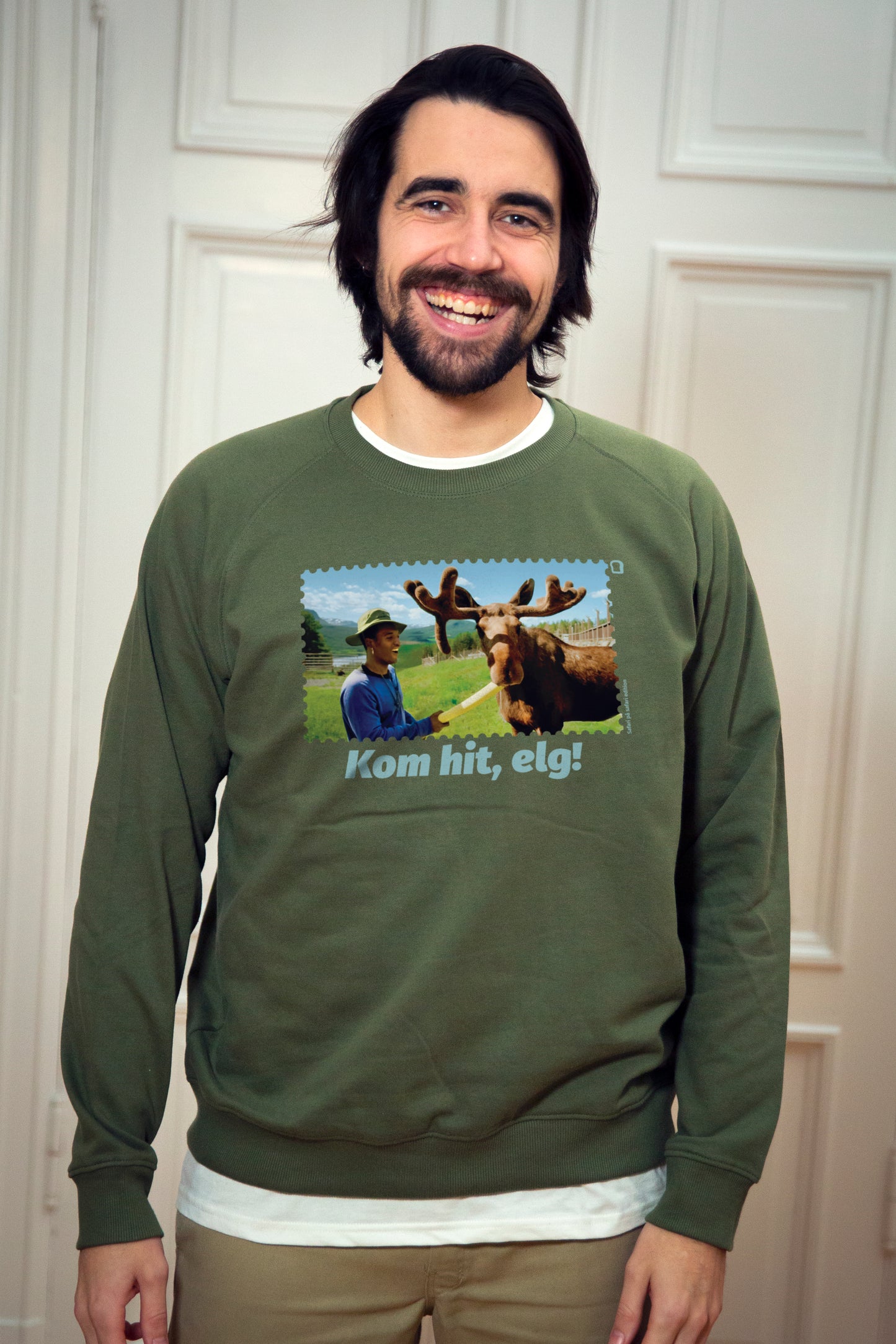 Unisex Sweatshirt Grønn - Kom hit, Elg!