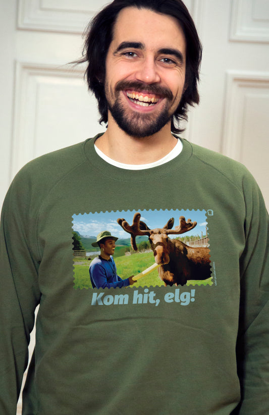Unisex Sweatshirt Grønn - Kom hit, Elg!