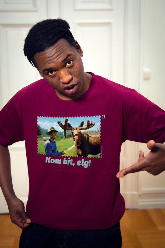 Unisex T-Shirt Burgunder - Kom Hit, Elg!